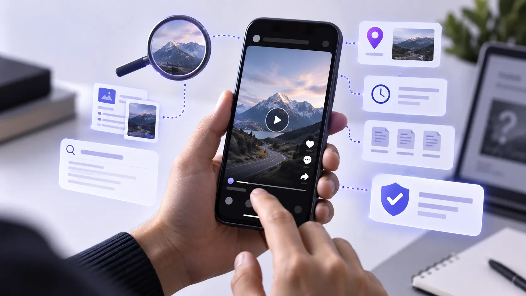 Person checking an Instagram video on a smartphone for signs of misinformation and misleading claims